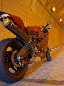 Preview wallpaper motorcycle, bike, red, tunnel