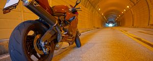 Preview wallpaper motorcycle, bike, red, tunnel