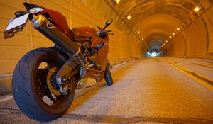 Preview wallpaper motorcycle, bike, red, tunnel