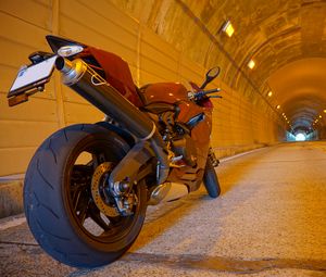 Preview wallpaper motorcycle, bike, red, tunnel