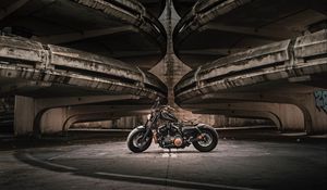 Preview wallpaper motorcycle, bike, side view, parking, asphalt