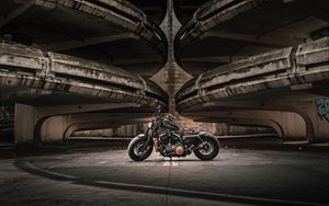 Preview wallpaper motorcycle, bike, side view, parking, asphalt