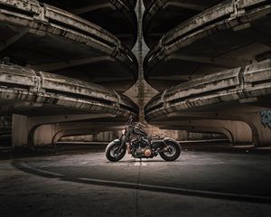 Preview wallpaper motorcycle, bike, side view, parking, asphalt