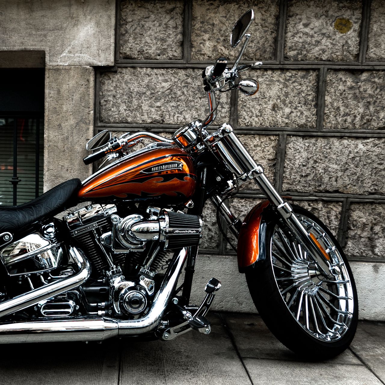 1280x1280 Wallpaper motorcycle, bike, side view, wheel