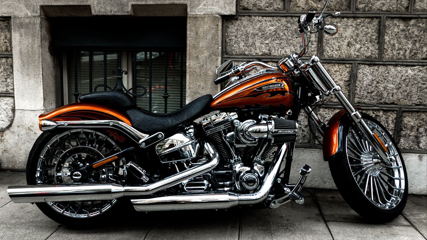1366x768 Wallpaper motorcycle, bike, side view, wheel