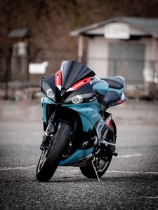Preview wallpaper motorcycle, bike, sport bike, blue, front view
