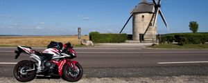 Preview wallpaper motorcycle, bike, sport bike, road, red