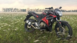 Preview wallpaper motorcycle, bike, sports, side view, field, grass