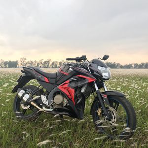 Preview wallpaper motorcycle, bike, sports, side view, field, grass