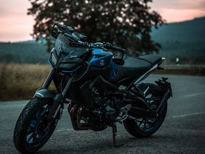 Preview wallpaper motorcycle, bike, sports, black, blue, side view