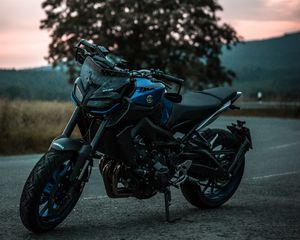 Preview wallpaper motorcycle, bike, sports, black, blue, side view