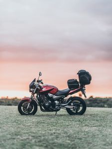 Preview wallpaper motorcycle, bike, sports, red, side view