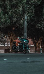 Preview wallpaper motorcycle, bike, street, road, trees