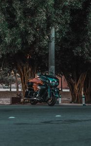 Preview wallpaper motorcycle, bike, street, road, trees