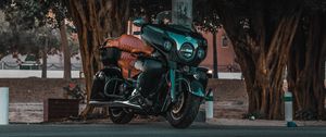 Preview wallpaper motorcycle, bike, street, road, trees