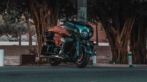 Preview wallpaper motorcycle, bike, street, road, trees