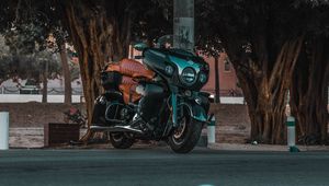 Preview wallpaper motorcycle, bike, street, road, trees