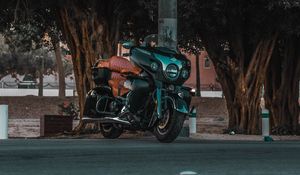 Preview wallpaper motorcycle, bike, street, road, trees