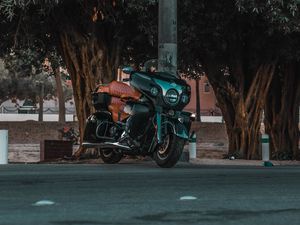 Preview wallpaper motorcycle, bike, street, road, trees