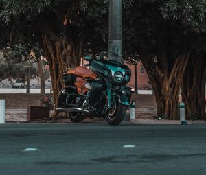 Preview wallpaper motorcycle, bike, street, road, trees