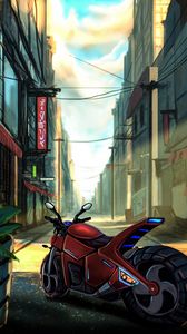 Preview wallpaper motorcycle, bike, street, city, art