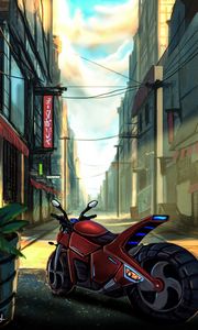 Preview wallpaper motorcycle, bike, street, city, art