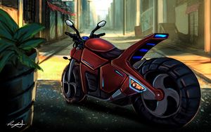 Preview wallpaper motorcycle, bike, street, city, art