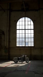 Preview wallpaper motorcycle, bike, window, building