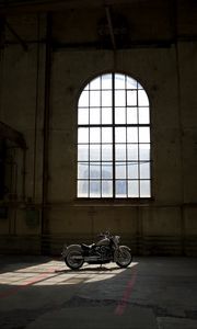 Preview wallpaper motorcycle, bike, window, building