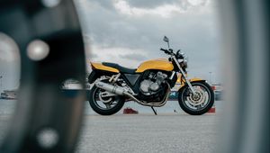 Preview wallpaper motorcycle, bike, yellow, road