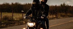 Preview wallpaper motorcycle, black, bike, bikers, road