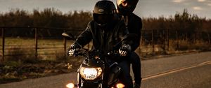 Preview wallpaper motorcycle, black, bike, bikers, road