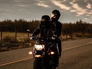Preview wallpaper motorcycle, black, bike, bikers, road