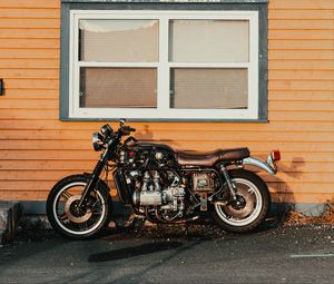 Preview wallpaper motorcycle, black, bike, side view