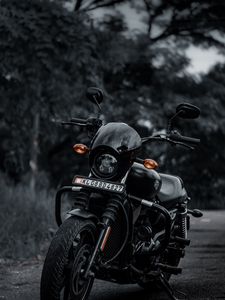 Preview wallpaper motorcycle, front view, bike, bw, headlight