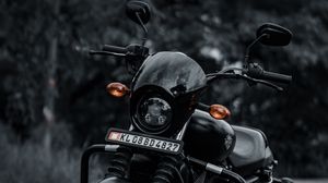 Preview wallpaper motorcycle, front view, bike, bw, headlight