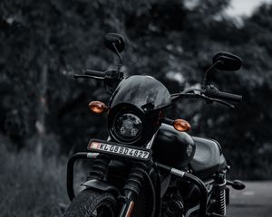 Preview wallpaper motorcycle, front view, bike, bw, headlight