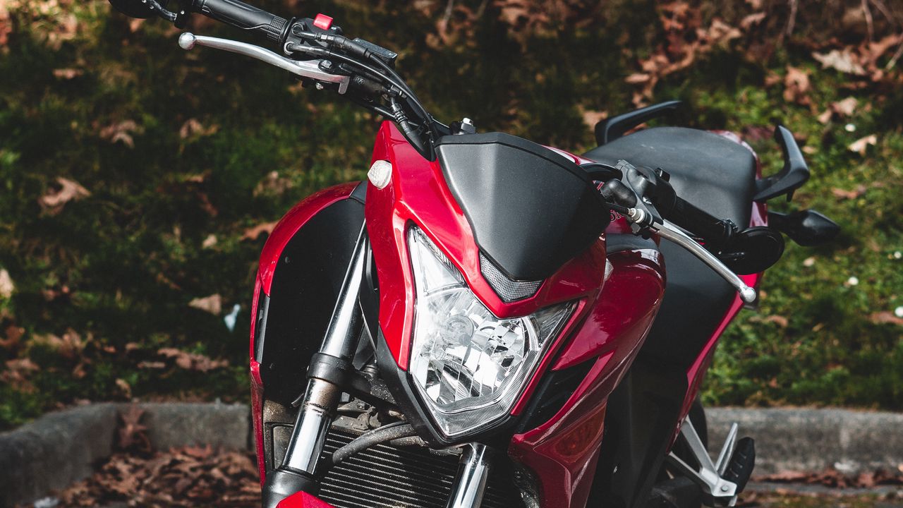 Wallpaper motorcycle, front view, red, wheel