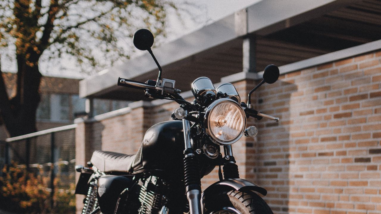 Wallpaper motorcycle, headlight, black, street