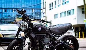 Preview wallpaper motorcycle, headlight, steering wheel, street
