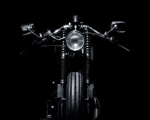 Preview wallpaper motorcycle, headlight, tire, bw