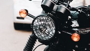 Preview wallpaper motorcycle, headlight, wheel, black