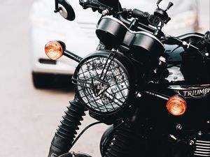 Preview wallpaper motorcycle, headlight, wheel, black