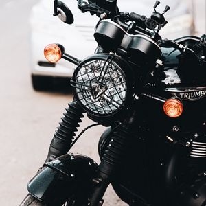 Preview wallpaper motorcycle, headlight, wheel, black