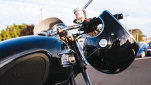 Preview wallpaper motorcycle, helmet, bike, black
