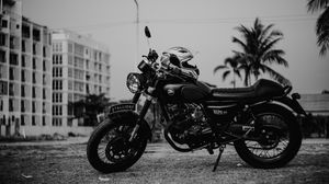 Preview wallpaper motorcycle, helmet, bw