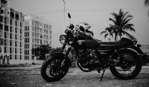 Preview wallpaper motorcycle, helmet, bw