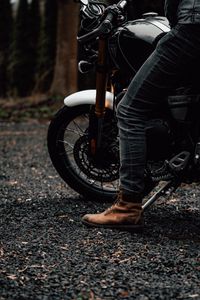 Preview wallpaper motorcycle, motor, motorcyclist, leg