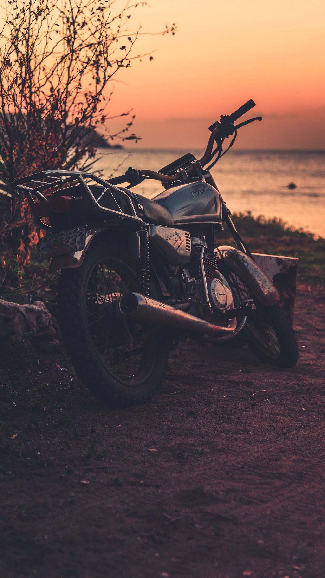 Download wallpaper 1350x2400 motorcycle, motor, rear view, sunset ...