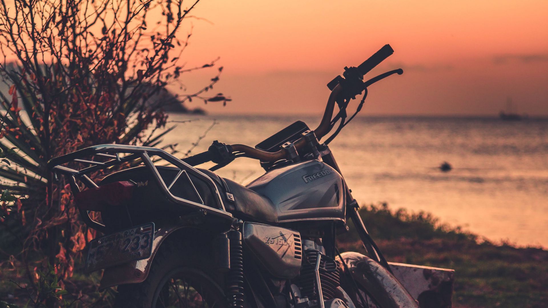 Download wallpaper 1920x1080 motorcycle, motor, rear view, sunset full ...